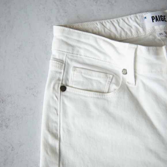 PAIGE  Skyline Crop Skinny Cuffed Hem Optic White Jeans Size 25 - Picture 6 of 12
